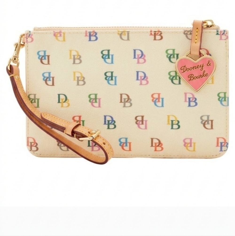 Dooney & Bourke Multicolor Logo Wristlet Key charm,   Rainbow Zipper